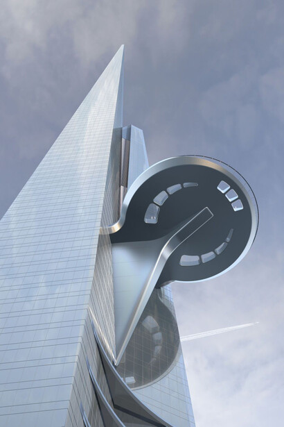 Jeddah, Arabia Saudi. Terraza panorámica a mitad del edificio