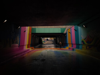 Túnel en la zona de Bandera en la ciudad de Santiago de Chile