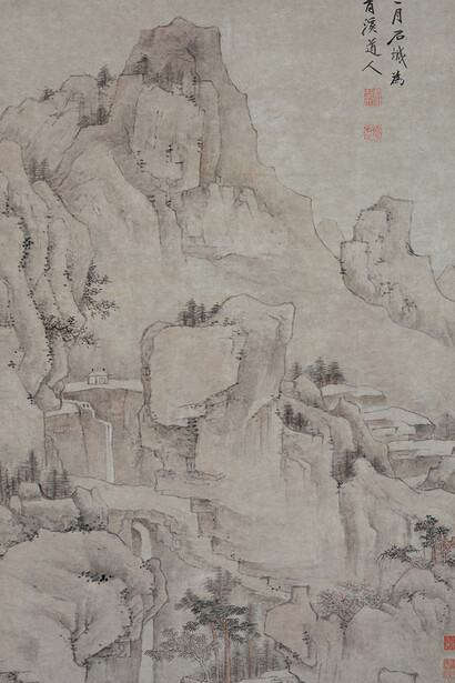 Cheng Zhengkui, Precarious peaks and cold waterfall (detail), 1663. Courtesy of Hong Kong Museum of Art