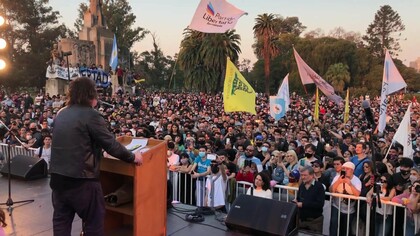 Lanzamiento de campaña del partido liderado por Javier Milei La Libertad Avanza, 7 de agosto de 2021, Argentina