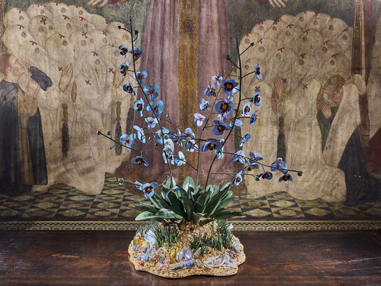 Ceramic flowers by Bertozzi & Casoni preserve delicate forms in an enduring material, Museo Bagatti Valsecchi in Milan, Italy