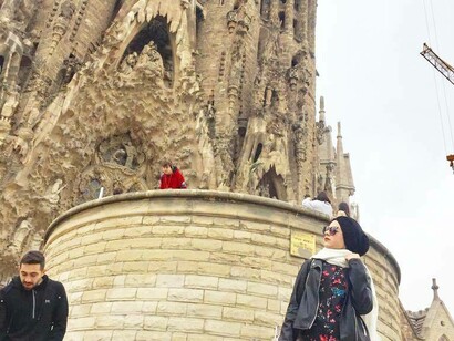 Hiba at La Sagrada Familia in Barcelona, Spain
