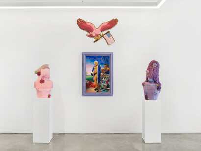 Moises Salazar Tlatenchi, Founding sisters, exhibition view. Courtesy of Mindy Solomon Gallery. Photo by Zachary Balbe