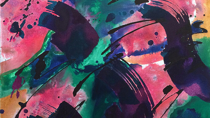 Andrea Bergart, Drip Dry (detail), 2015, acrylic on canvas, 20 x 20 inches