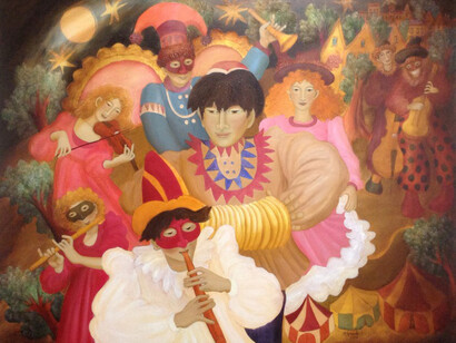 Francine Gravel, Fête / Festival, Acrylic & Oil on Linen, 48" x 60"