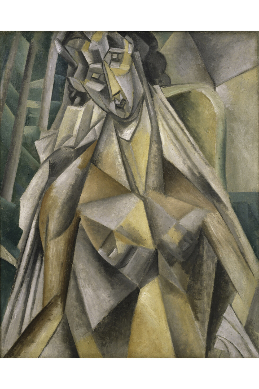 Pablo Picasso, Nude in an Armchair, Horta de Ebro (present-day Horta de Sant Joan), summer 1909, Oil on canvas, 36 1/4 × 28 3/4 in. / 92.1 × 73 cm. Promised Gift from the Leonard A. Lauder Cubist Collection. © 2014 Estate of Pablo Picasso / Artists Rights Society (ARS), New York