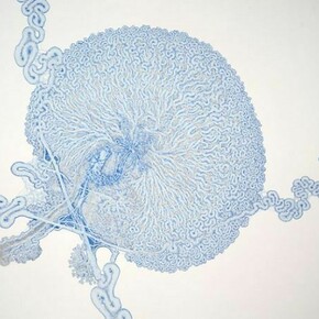 Daniel Zeller, I5, 22, 57 Interchange, with Hydra, 2013, Ink and acrylic on paper, 30 x 37 inches