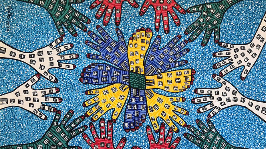 Ricardo Ávila Baltodano: Migrantes, tríptico de acrílicos, 2020, Costa Rica/México. Foto cortesía del artista