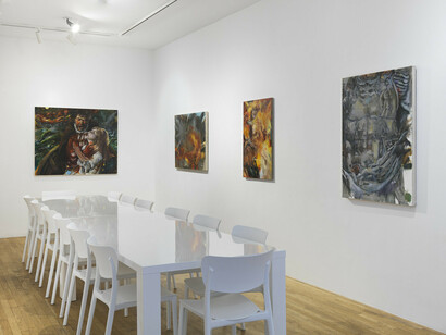 Celeste Dupuy-Spencer, Burning in the eyes of the maker, exhibition view. Courtesy of Jeffrey Deitch