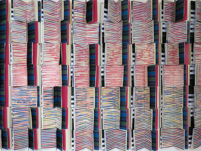 Lina Ben Rejeb, Les mains obsolètes, 2015, Techniques mixtes sur papier, 87,5 x 140,8 cm