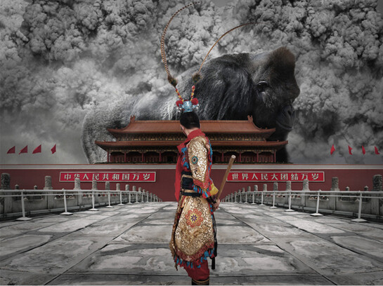 Chi Peng, The Monkey King 4/10, C-print mounted on aluminum, framed 48 ½ x 64 ½ in. Courtesy of Robischon Gallery