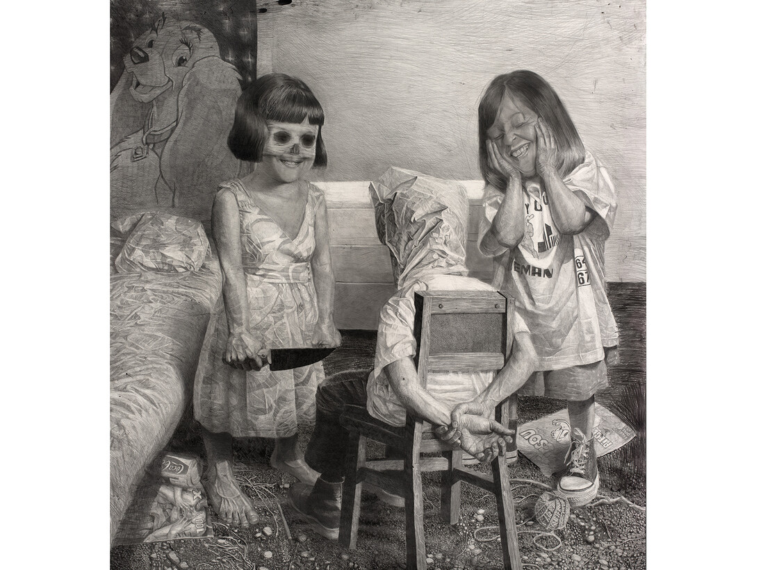Jeu d’enfants #1, 2010, mine de plomb sur papier, 160 x 160 cm, Collection privée, Paris