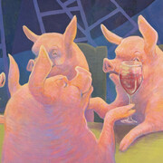 Ella Stouse, Pigs and ladders (detail), 2026. Courtesy of Mindy Solomon Gallery