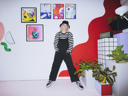 Artist Ju Schnee in her studio, in Berlin 