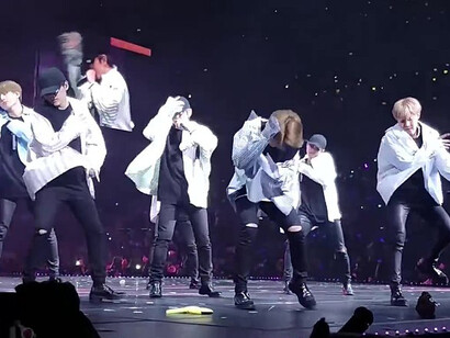 BTS performing "Spring Day" during the BTS Live Trilogy Episode III The Wings Tour in Anaheim, 2 April 2017, California, USA