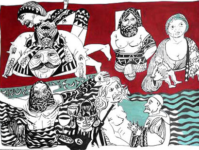 Jean-Marc Nahas, 'War Carving the Memory of the Future,' ink and acrylic