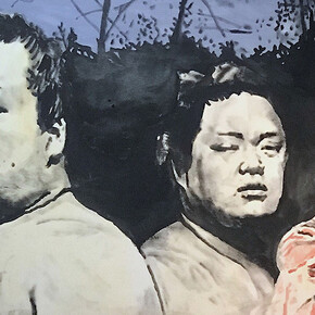 Andrea Saltini, Attualmente senza titolo, 2018, argilla pigmentata di nero, gesso, pigmenti, inchiostri cinesi su tela, cm. 180x220, courtesy ArteSì (Copia)