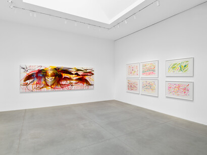 Helen Marden, Interlude of joy, exhibition view. Courtesy of Gagosian Gallery