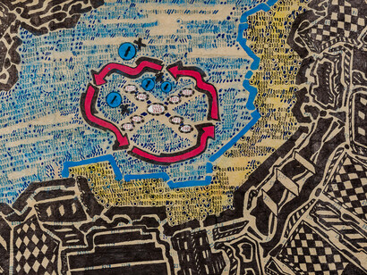 Georgge Widener, Untitled (with red arrows) (detail), 2025. Courtesy of Hirschl & Adler