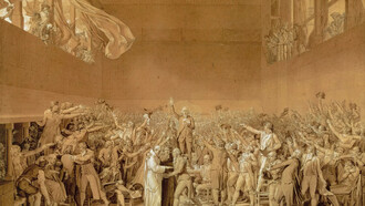 Jacques-Louis David; Juramento del Juego de Pelota, 1791, Palacio de Versalles, Francia (detalle)