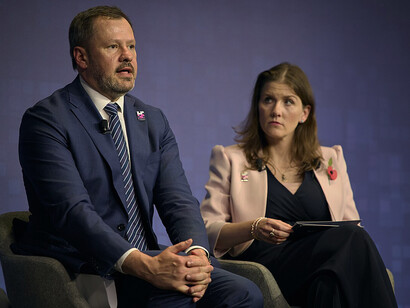 Michelle Donelan, the Secretary of State for Science, Innovation and Technology, attends the first day of the UK AI Summit at Bletchley Park in London, United Kingdom