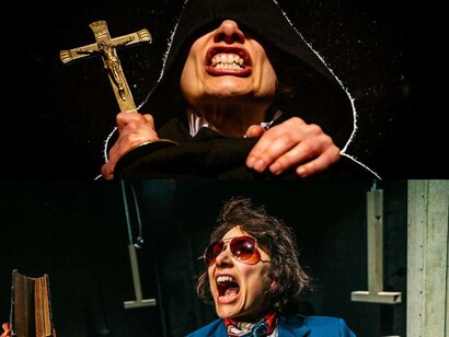 Examples of ‘experiential Masks’. Characters in the solo show Don’t You Dare! Photos by Riccardo Sai
