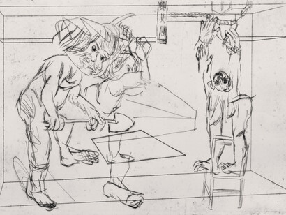 Jaime Valtierra, Adolfa s Cave, Third, 2014, Drypoint and Monoprint on paper