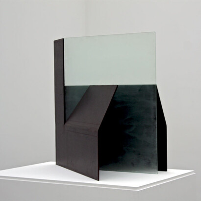 Christopher Wilmarth, Gift of the Bridge (Maquette), 1975, Etched glass and steel, 36 x 36 x 29 inches