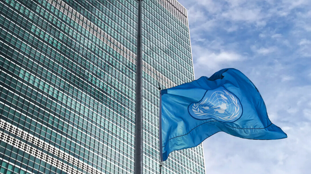 Bandera oficial de la Organización de las Naciones Unidas (ONU) creada en 1946