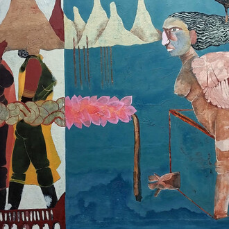 Rohit Ashok Athavale, Pillar existence (detail), 2025. Courtesy of Dhoomimal Gallery