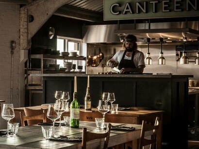 A chef doing restaurant prep at Tillingham, UK