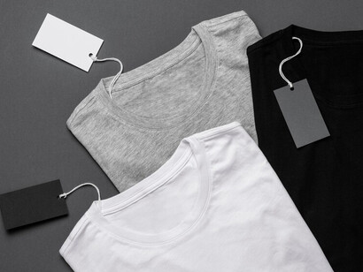 This mockup illustrates a plain T-shirt made with nanotechnology, offering self-cleaning fabric that resists odors and reduces the need for frequent washing