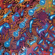 José Benítez Sánchez, "Nierika  and  Tukari (The Gifts of Vision and Life)" (detail), 2005. Yarn on wood. Artes de México collection.