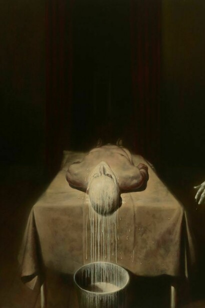 Ken Currie, Study (Plaster Setting), 2012, oil on linen, 54 x 66 inches, Courtesy of Flowers Gallery