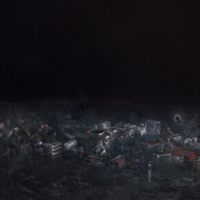 Guillermo Kuitca, Doble eclipse (detail), 2013, Mixed media on canvas, 283 x 362 cm. Photo: Courtesy of the artist, Galeria Fortes Vilaça and Mendes Wood DM