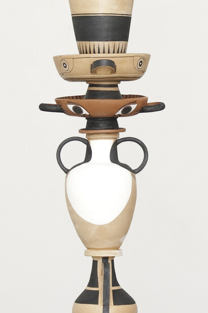 Cammie Staros, Column (detail), Ceramic, steel, cement, foam, rubber gaskets, 14" x 13" x 116". Courtesy of the Artist and Ghebaly Gallery, Los Angeles