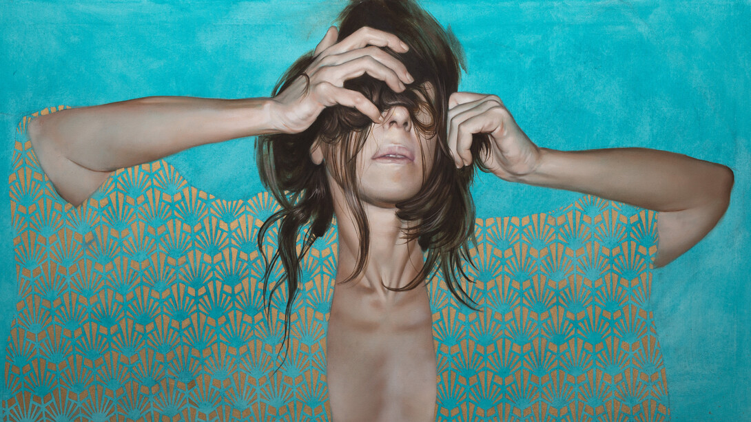 Antonella Cinelli, Esfoliazioni #7 2021 cm 70X120, olio e polvere di ottone su tela