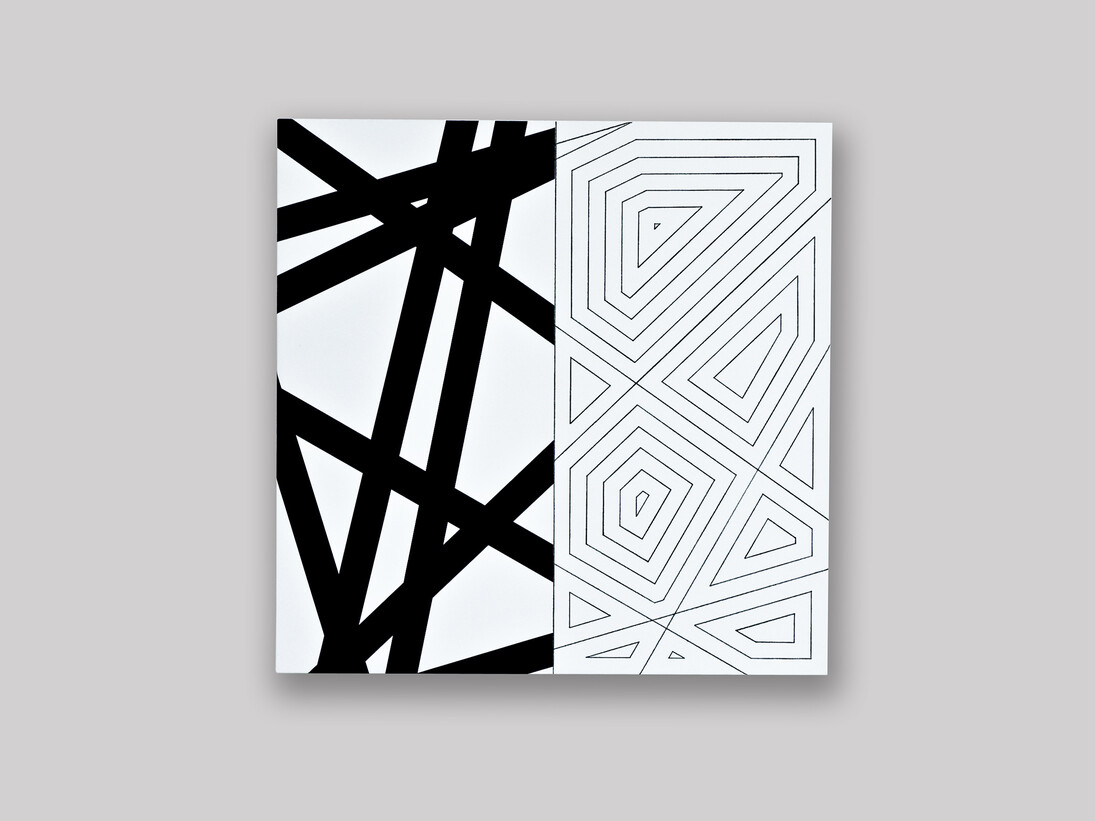François Morellet, 10 lignes au hasard fortifiées n°2, 2008, acrylic on canvas on wood, 100 x 100 cm / (39⅜ x 39⅜ in). Unique © the artist, image Courtesy of François Morellet and Blain|Southern, Photo: Atelier Morellet 