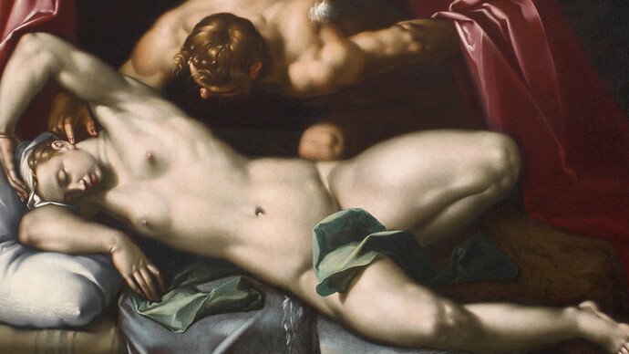 Abraham Bloemaert (1566-1651), Cupidon visitant Psyché la Nuit | Amor besucht Psyche in der Nacht | Cupid visiting Psyche at Night, vers | um | c. 1590, huile sur toile | Öl auf Leinwand | oil on canvas, 152,3 x 197,5 cm, Collection MNHA | MNHA Sammlung | MNHA collection© : MNHA | Tom Lucas