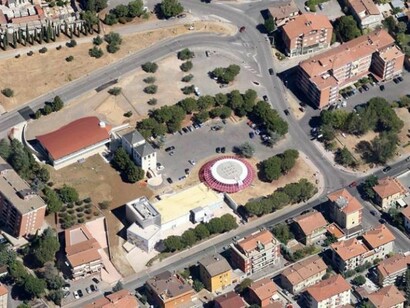 Perugia, mediateca, vista a volo d’uccello