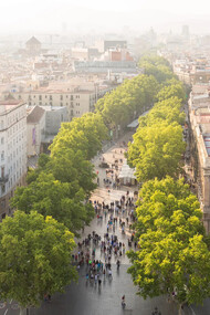 Vista aérea de Las Ramblas de Barcelona, España