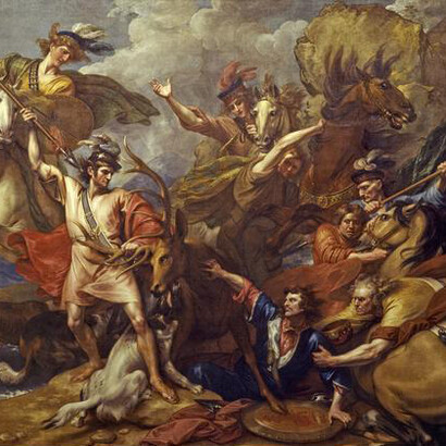 Benjamin West
Alexander III of Scotland Rescued from the Fury of a Stag by the Intrepidity of Colin Fitzgerald ('The Death of the Stag')