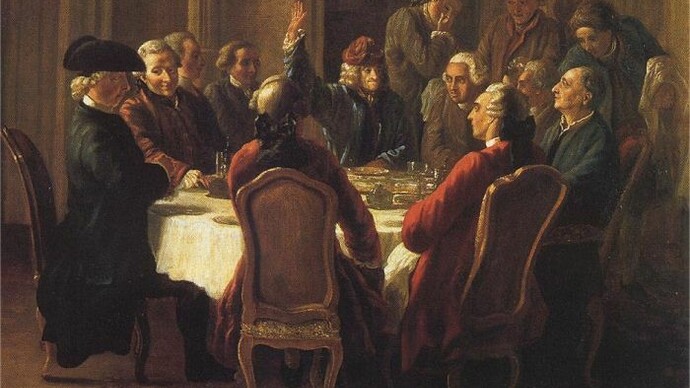 Voltaire en Ferney: «La sainte cène du patriarche», Jean Huber (1721-1786)