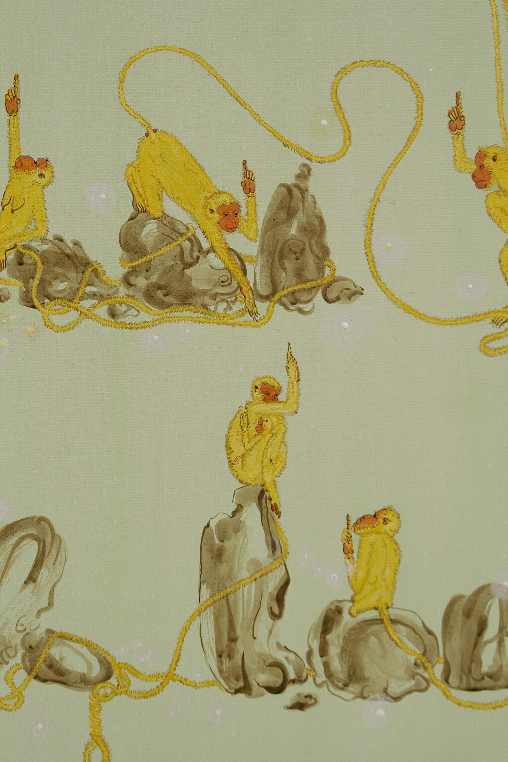 NS Harsha, Raha Dikhanaywalay Thay Hai Rahengay (hindi) English translation- ' Path showers were/are/will be there' (detail), 2013, Acrylic on canvas, 190 x 150 cm, 74 3/4 x 59 1/8 in, Courtesy the Artist and Victoria Miro, London © NS Harsha