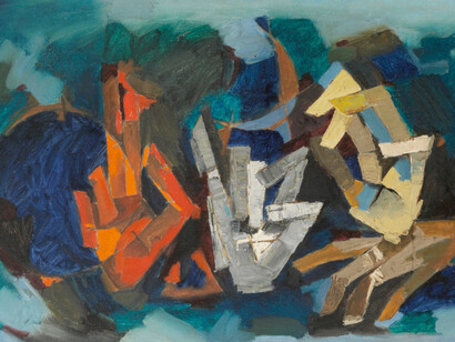M.F. Husain
Untitled (Mudra)
1970s
Oil on canvas
30 x 50 in.