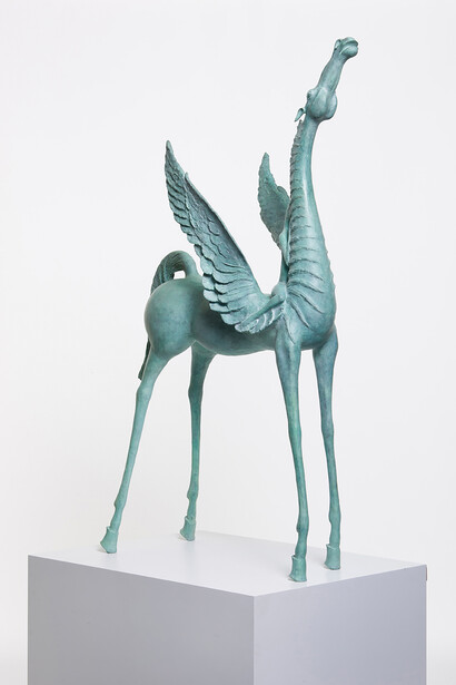 Dashi Namdakov, Levitation, Conte on unprimed linen, 199.5 x 150 cm, Image © Peter Mallet