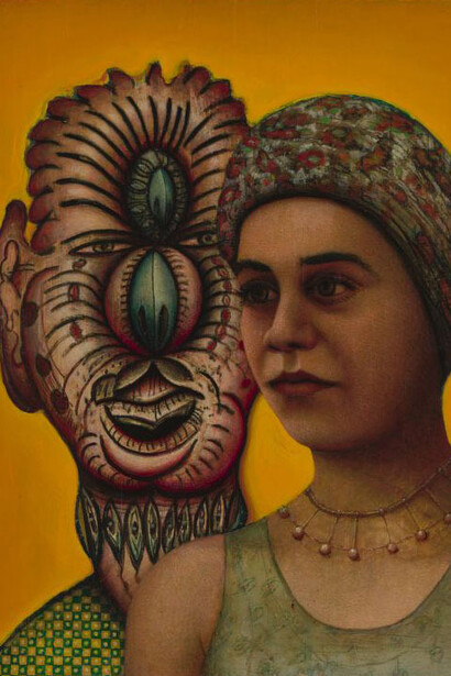 Gregory Gillespie, Lydia and her demon (detail), 1988. Courtesy of PAFA