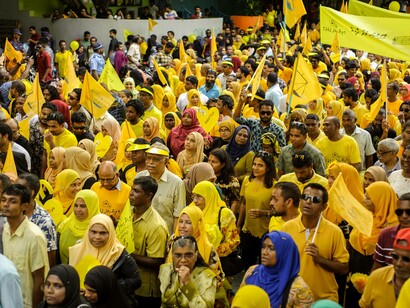 Peaceful protest march in the Maldives for democracy