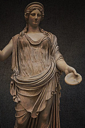The statue of Hera of the so-called Hera Borghese type; a Roman copy of a Greek original from the 5th century BC. BC, found in Ostia in 1857 and exhibited in the Vatican Museums, Italy