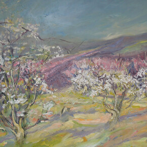 Mary-Jane Alexander, Through the Cherry and Peach Blossom, oil on canvas, 80 x 80 cm